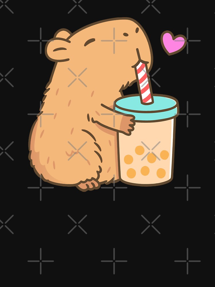 Cute Capybara with Bubble Tea by JesterKrewArt