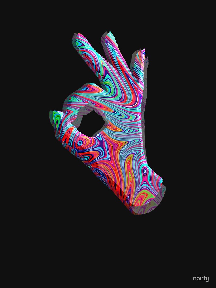 Psychedelic Trippy Okay Hand Sign Rave Watercolor Sublimation by noirty