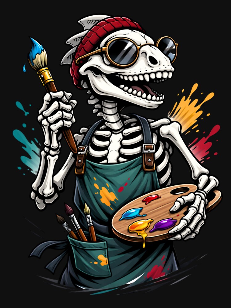 Painter Chameleon Skeleton – Creative Artist Aesthetic Art by ColorSplash123