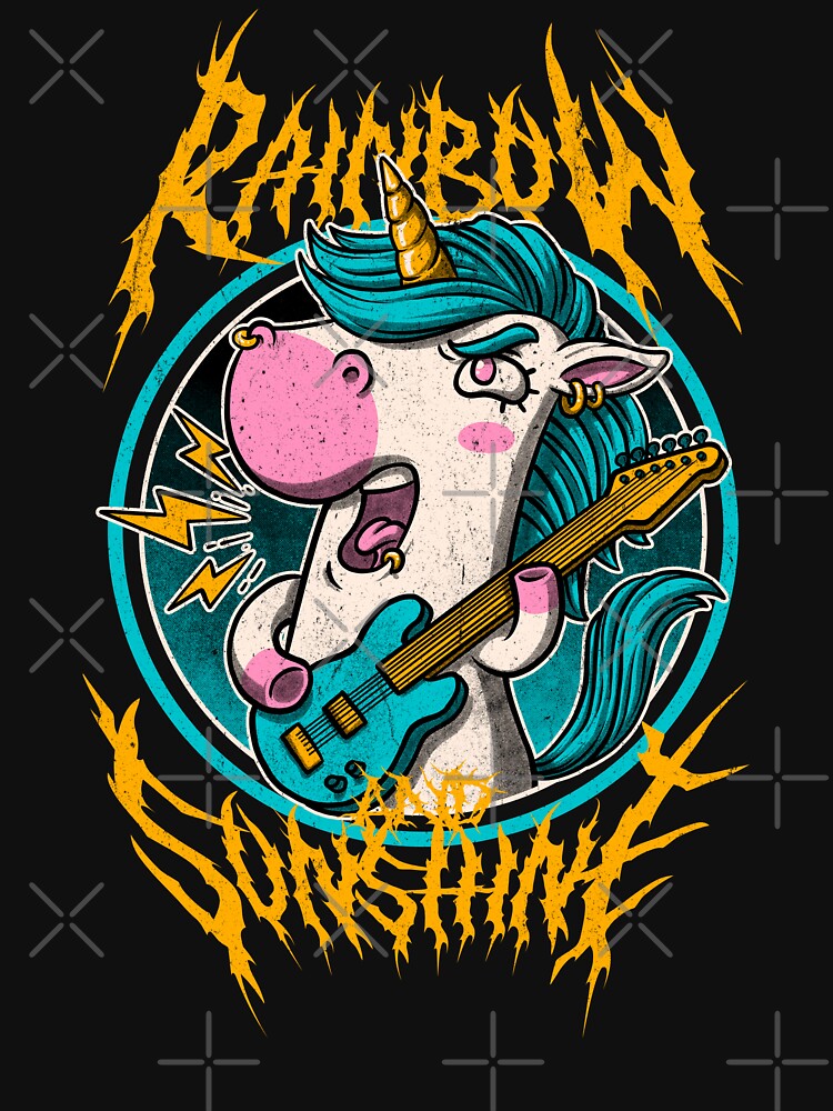 Rainbow and Sunshine - Cute Metal Band Unicorn by Studio Mootant