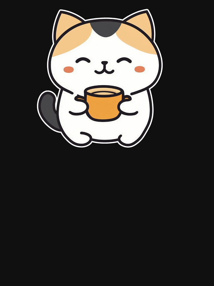 Cute Kawaii cat drinking coffee by NICHARTPRODUCTS