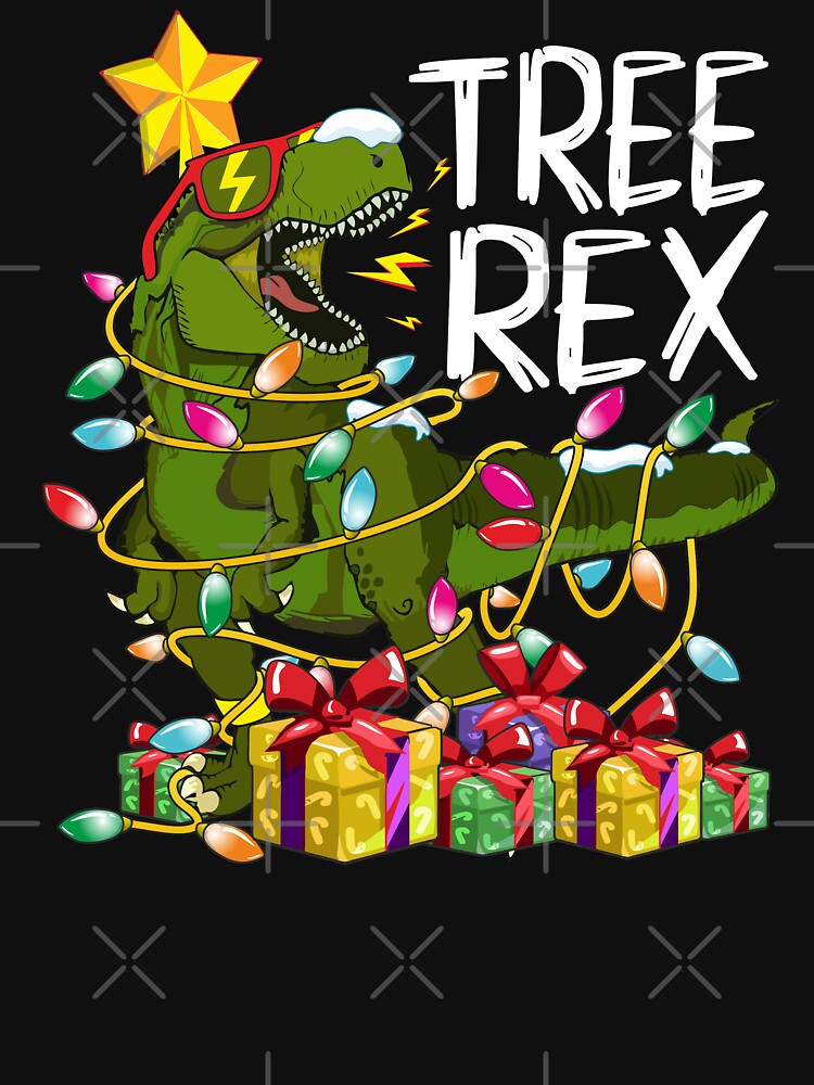 Christmas Tree Rex Dinosaur Tangled in Xmas Lights Garland by alenaz