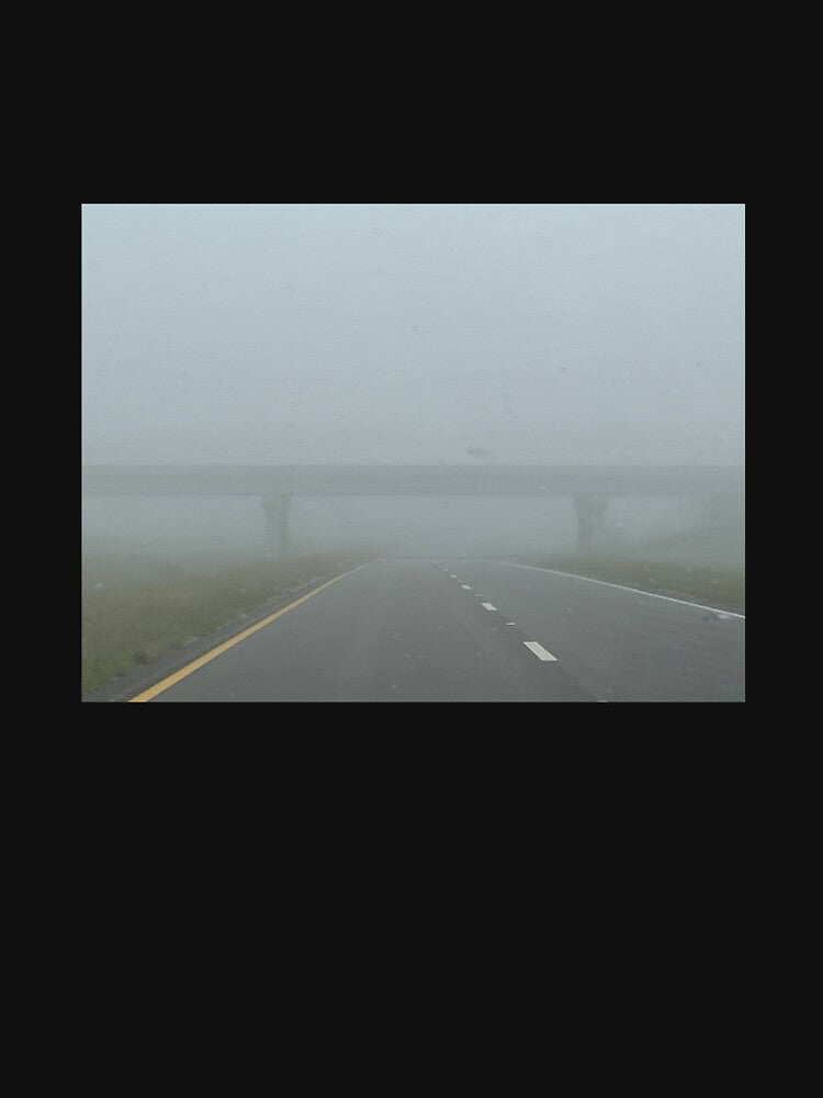 liminal foggy morning highway bridge by meuliasshop