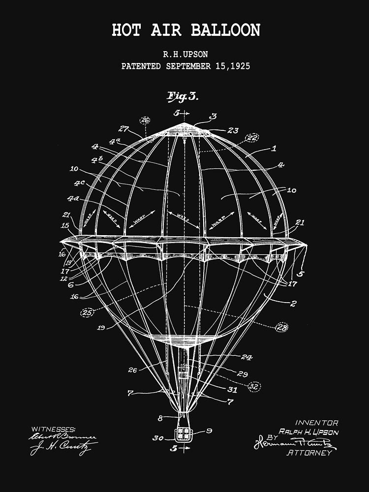 Hot Air Balloon by PATENT PRINTS