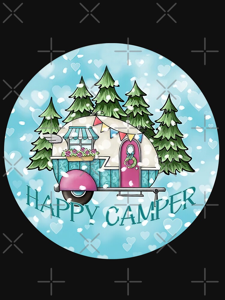 Christmas Happy Camper Sublimation Design, PNG Round Christmas Camping Ornament Template, Door Hanger, Digital Download by hoangminhsang