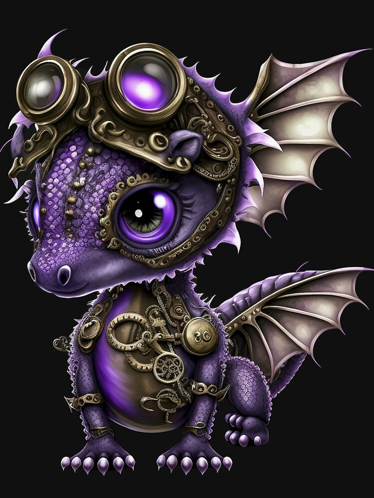 Steampunk Purple Baby Dragon by VicAndSteam