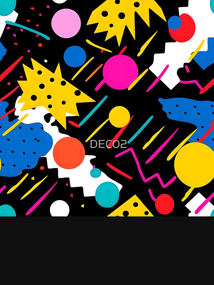 Pop Art Pink, Blue, Yellow, Black Abstract Designs by DEC02