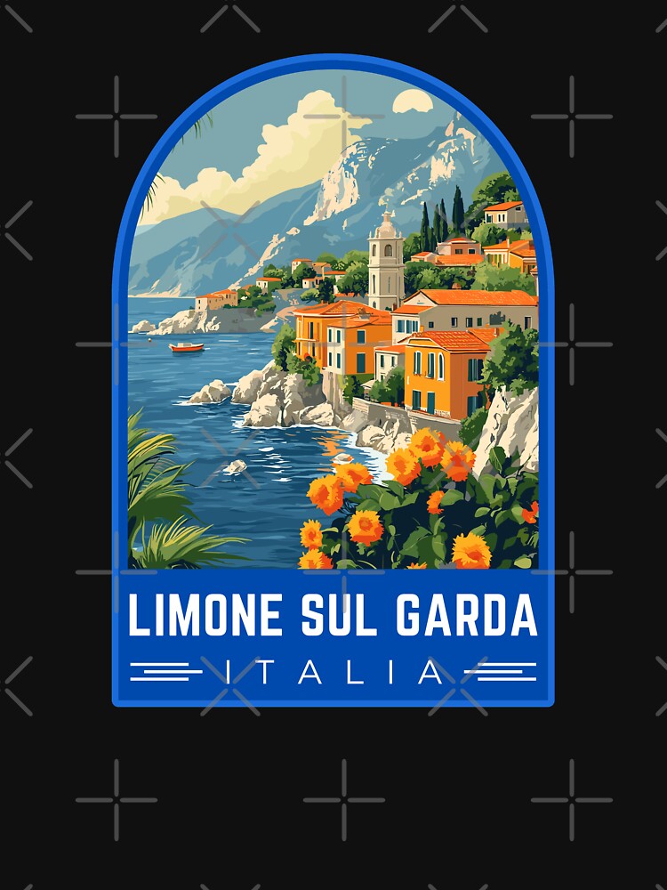 Limone Sul Garda in Lombardy, Italy Vintage Travel Art Emblem by MaateoDesign