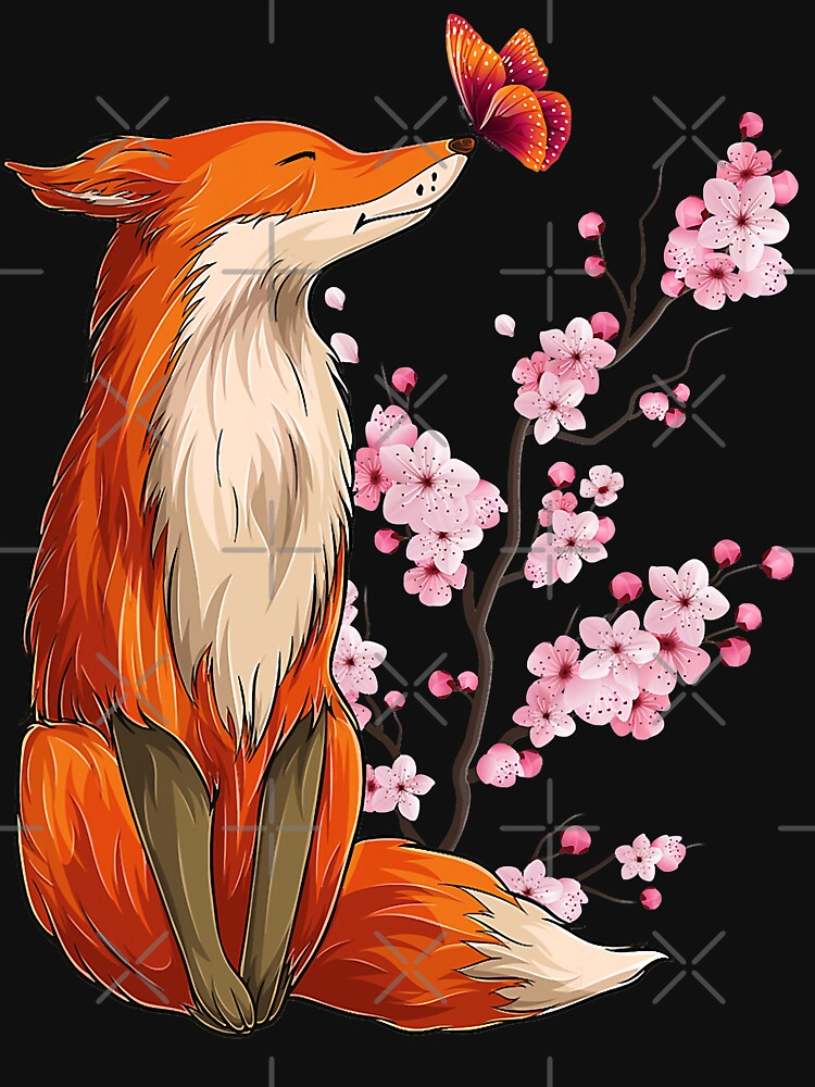 Japanese Fox Cherry blossom Flower sakura trees Kawaii by DavidAlun