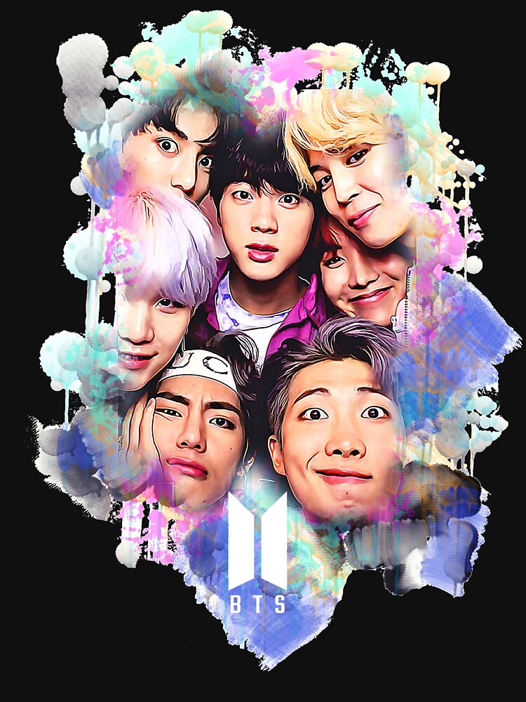 BTS all together colorful art by Lajibolalaa