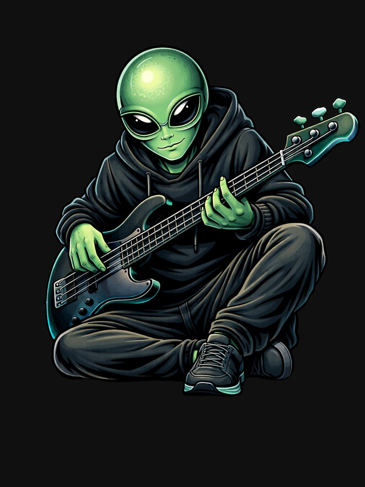 Alien Bass Guitar Grind – Underground Music Street Aesthetic Art by ColorSplash123