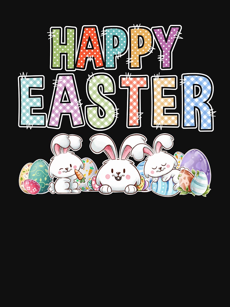 Happy Easter Day Cute Bunny With Eggs Easter by Marie-Fernandez