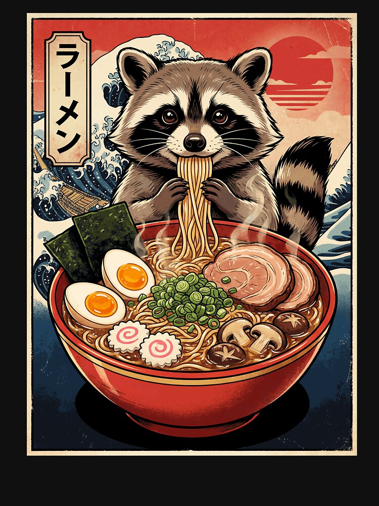 Vintage Raccoon Ramen Japanese Kawaii Anime Animal Lover by TerryConnells