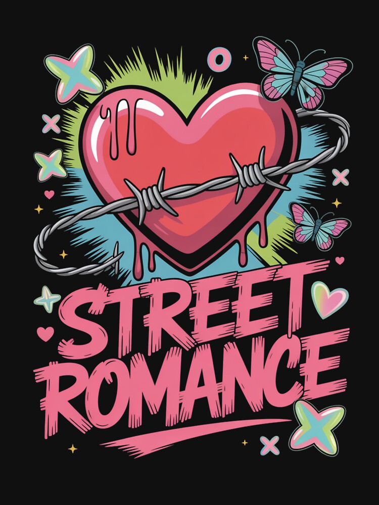 Street Romance Barbed Wire Dripping Heart Butterfly Y2K Valentine's Day by DarylWelsh2024