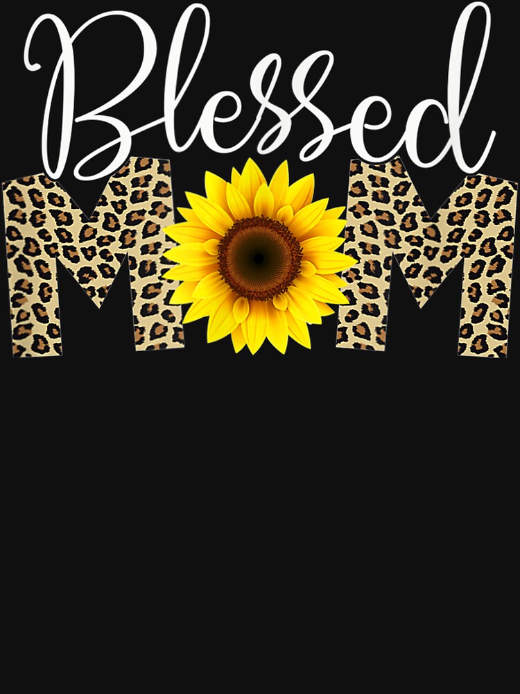 Blessed Mom Leopard Print Sunflower by VegaStudio