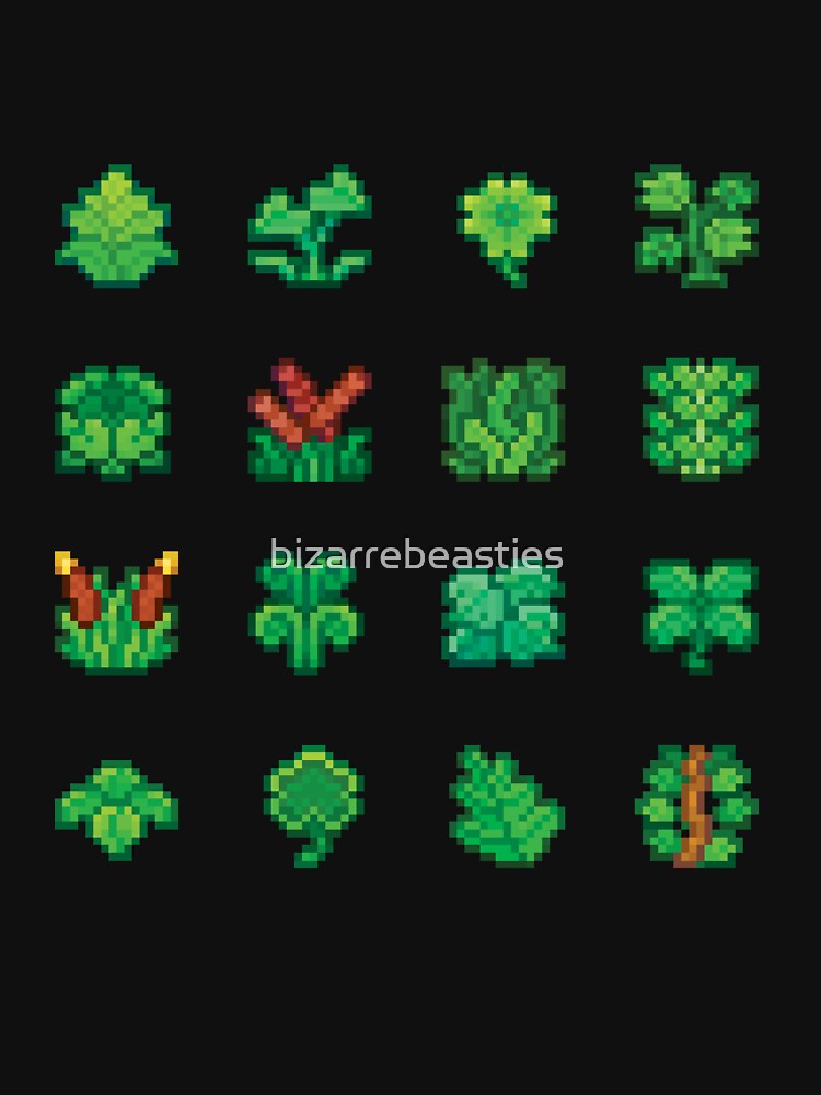 Green Fantasy Pixel Art Plants by bizarrebeasties