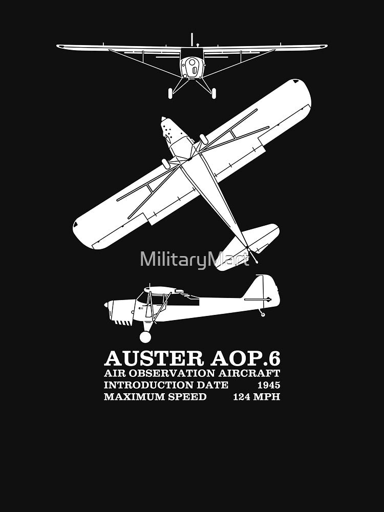 Auster AOP.6 British WW2 Plane Silhouettes Infographic by MilitaryMart