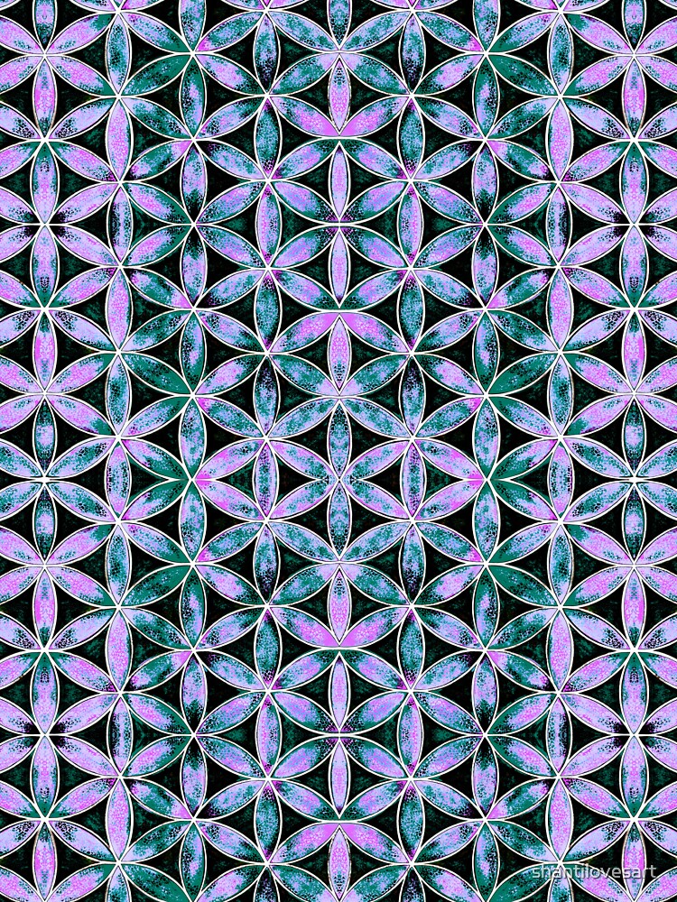 Flower of Life Tealand Purple Sacred Geometry Pattern by shantilovesart