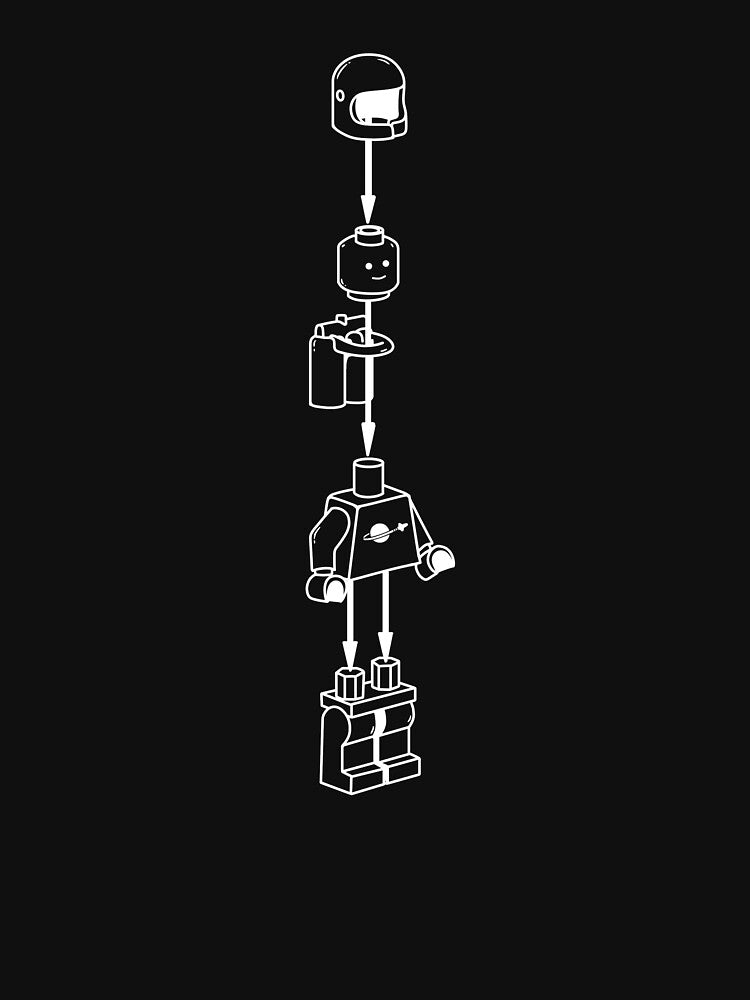 Brick Spaceman Instructions Minimalist Line Art (White) by LDBW