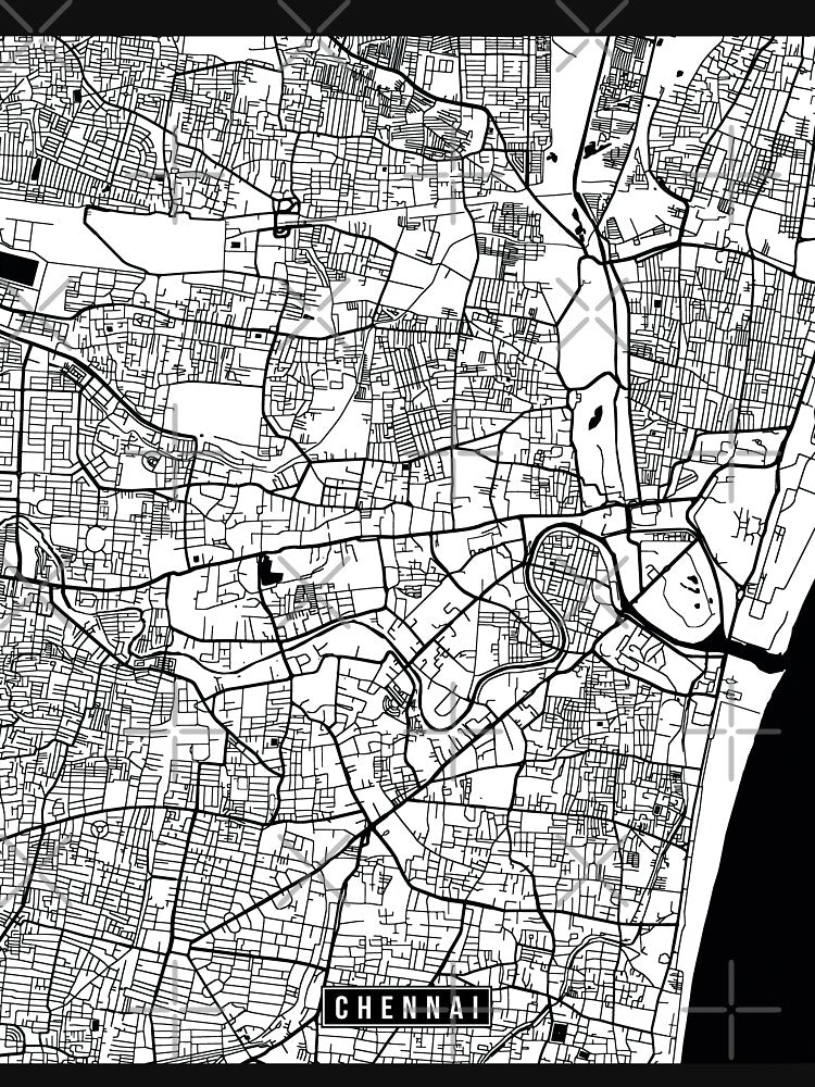 Chennai, India Street Map by InkistPrints