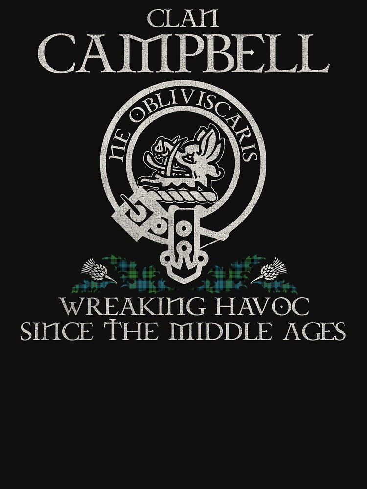 Clan Campbell crest Scottish surname tartan Thistle vintage by Clan1093