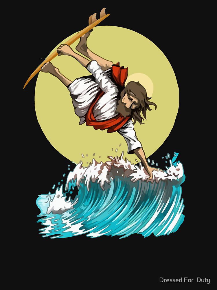 Jesus Surfing Christian Cross Funny Surfer by Dressed For  Duty