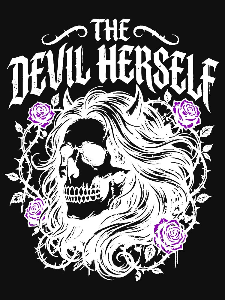The Devil HerSelf Feminin Gothic Girl Skeleton Dark Horn Design by AnimaThread