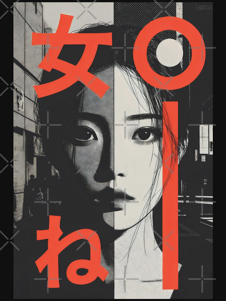 Dual Contrast Japanese Portrait - Modern Pop Art Girl by SplashTastic