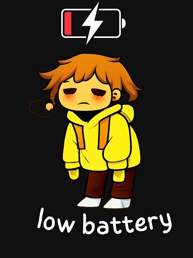 Low Battery – Cute Tired Aesthetic Illustration for Everyday Wear by AdicretorDesign
