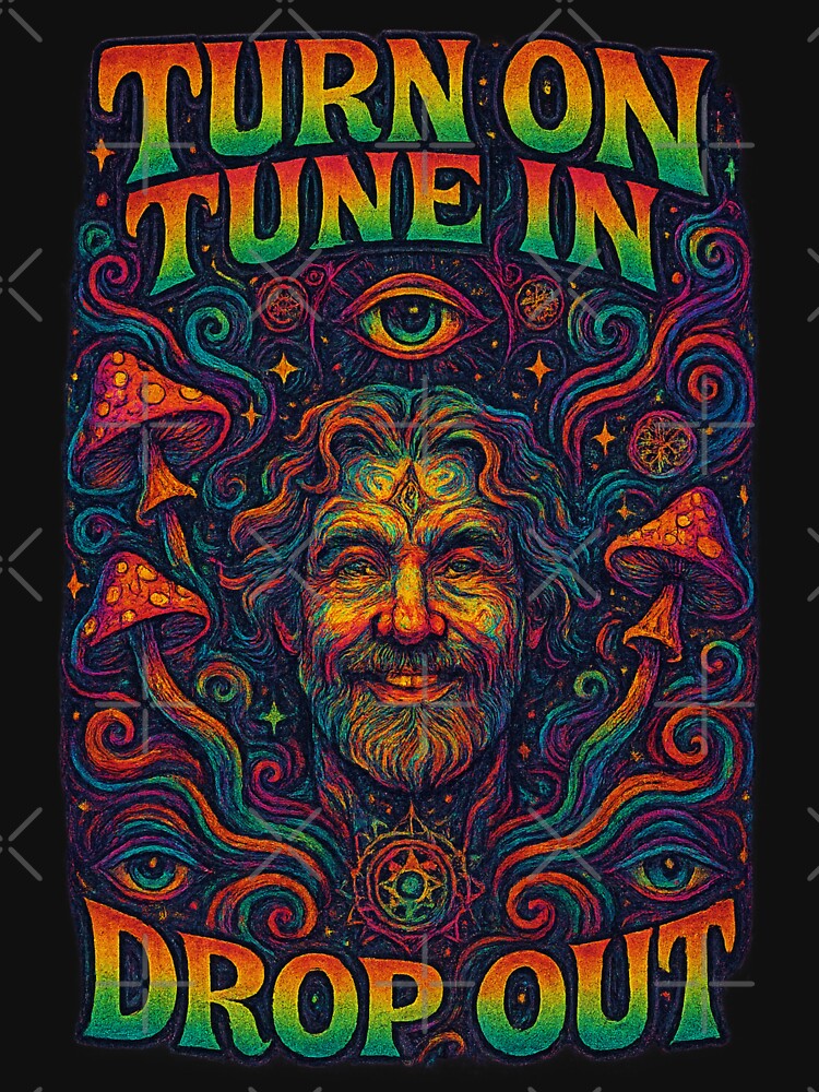 Turn On Tune In Drop Out – Premium Psychedelic Timothy Leary Cosmic T-Shirt Design by getpressedshirt