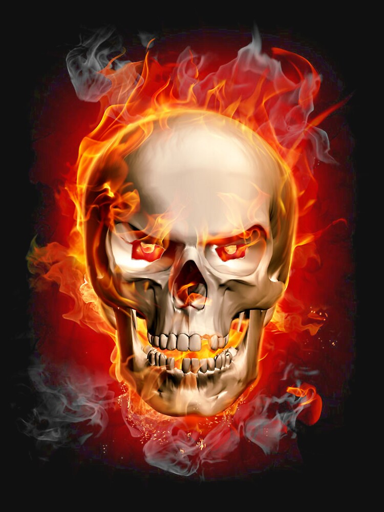 funny t-shirts Skull on fire, stylish t-shirt by crazybaks