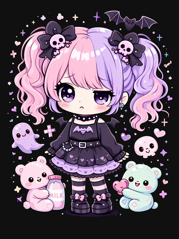 Goth Kawaii Girl – Cute Chibi Gothic Anime Aesthetic by PaulaDesignCo