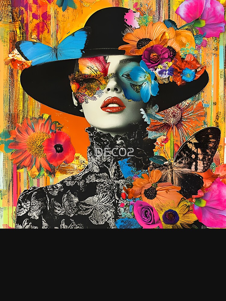Whimsical Pop Art Female With Flowers And Butterflies by DEC02