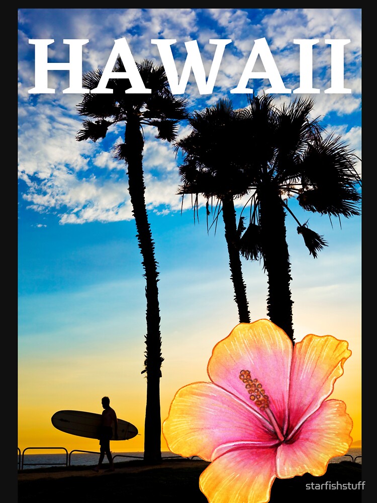 VINTAGE HAWAII SURFING LABEL by starfishstuff