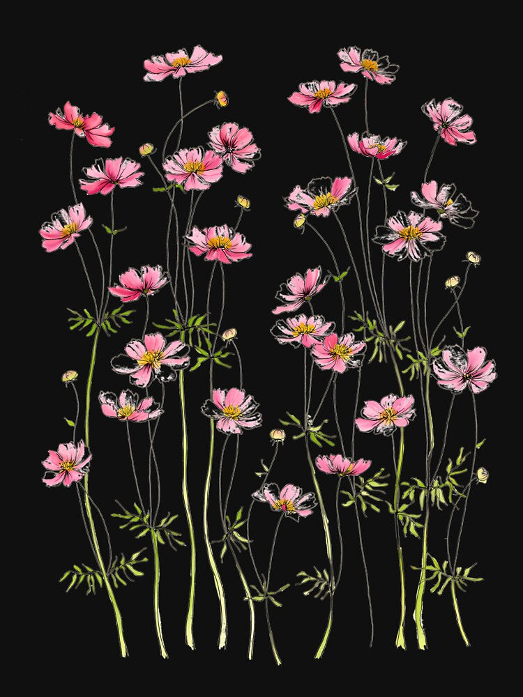 Pink Cosmos Flowers by SANDRASTELEN