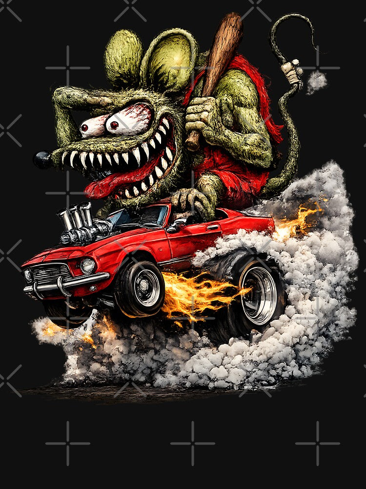 Crazy Monster Hot Rod Muscle Car Cartoon Design by artistwill