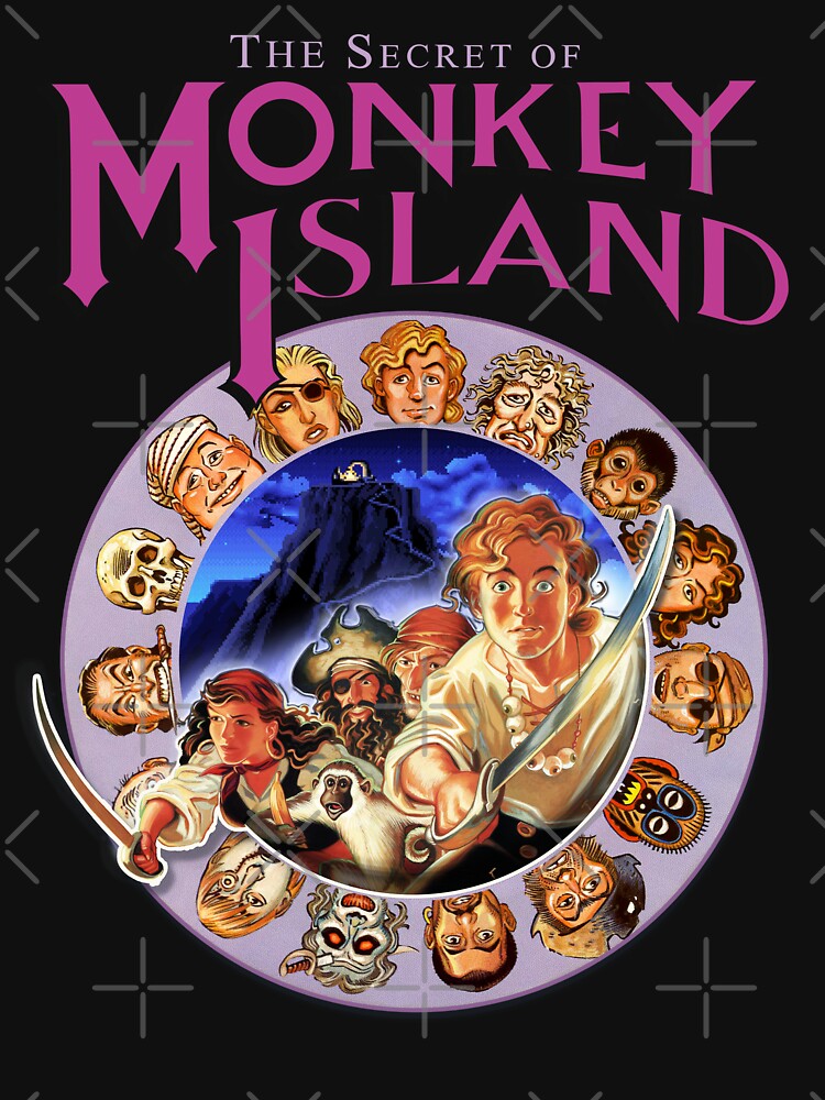 Secret of Monkey Island - Logo and Pirate Codewheel - Classic MS-DOS point and click graphic adventure game! by RetroTeeStudio