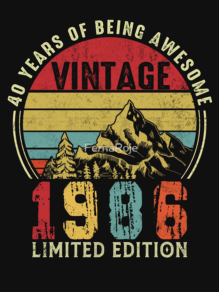 Vintage 1986 40th Birthday Gift Distressed Design by FernaRoje