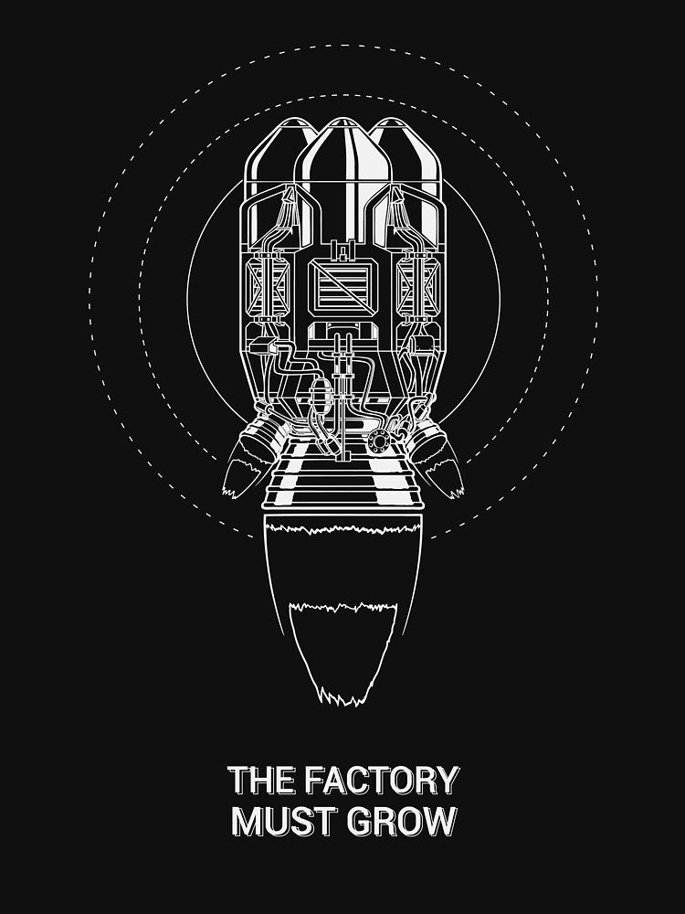 Factorio Rocket with The Factory Must Grow meme by Morridis
