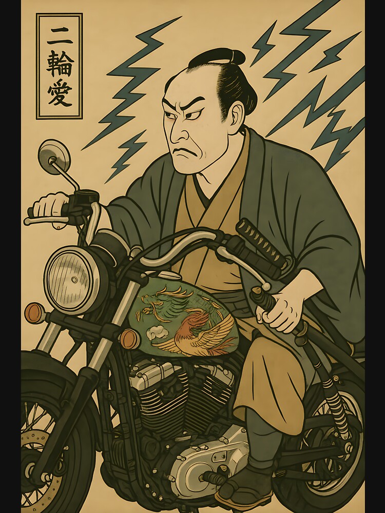 Samurai Biker: Ukiyo-e Warrior on the Open Road by neoUKIYOE