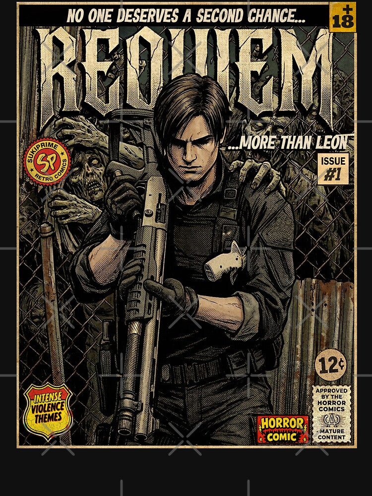 Resident Evil 9 Requiem Leon Retro Vintage Comic Cover Art by Back2Collage