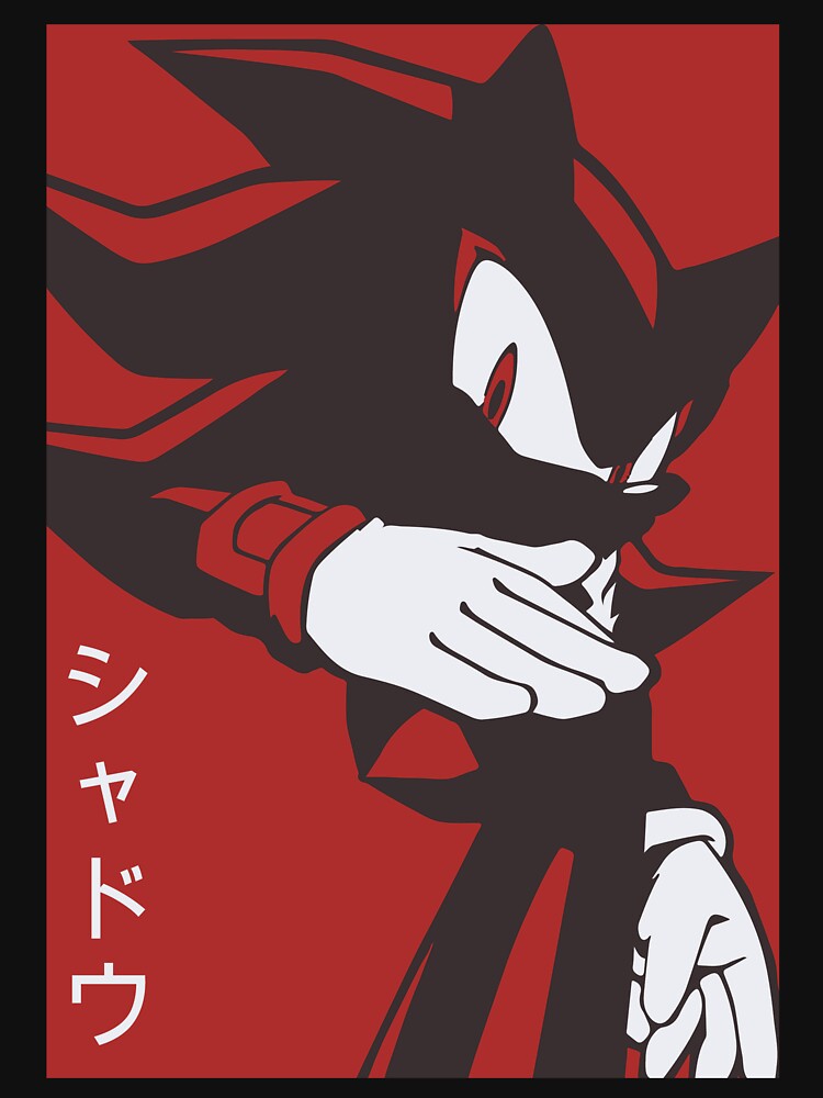 Normal Black Shadow Hedgehog anime manga style Background Red by discreetgeeks