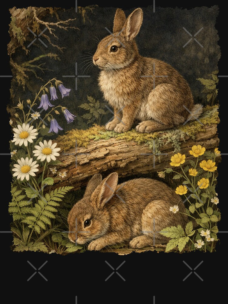 Vintage Woodland Bunny Nature Rabbits Art by will freed18