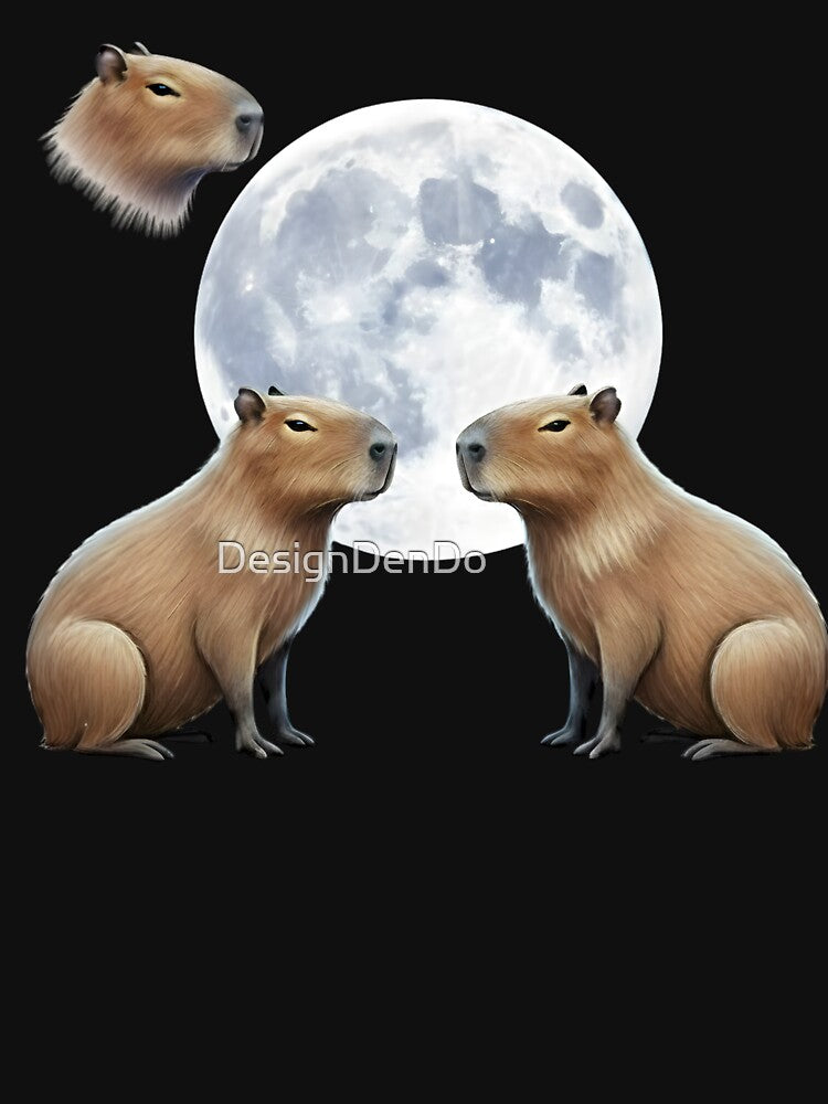 Three Capybara Vintage Graphic, Retro Capybara Moon, Capybara Lovers, Funny Capybara, Capybara Gift by DesignDenDo ⭐⭐⭐⭐⭐