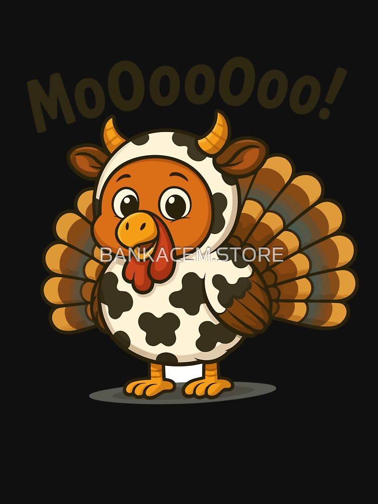 Funny Cow Turkey Thanksgiving Mooo Kids Sublimation Design by BANKACEM.STORE