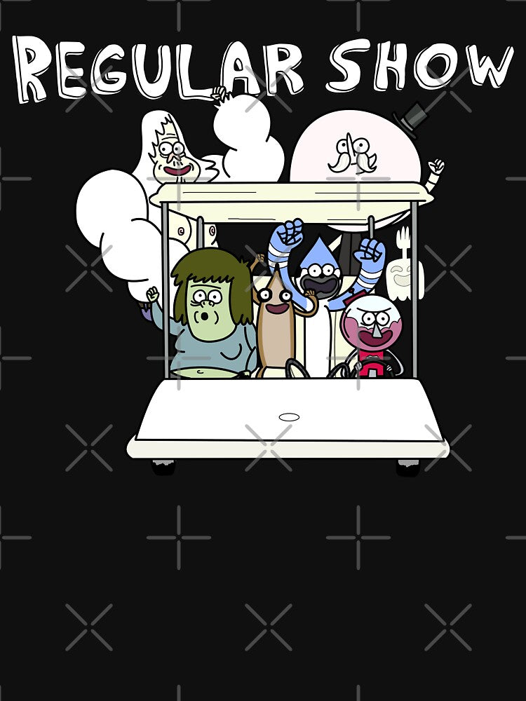 Regular Show Main Characters Mordecai,Rigby,Muscle Man,Pops,Benson,High Five Ghost,Skips by durkstars
