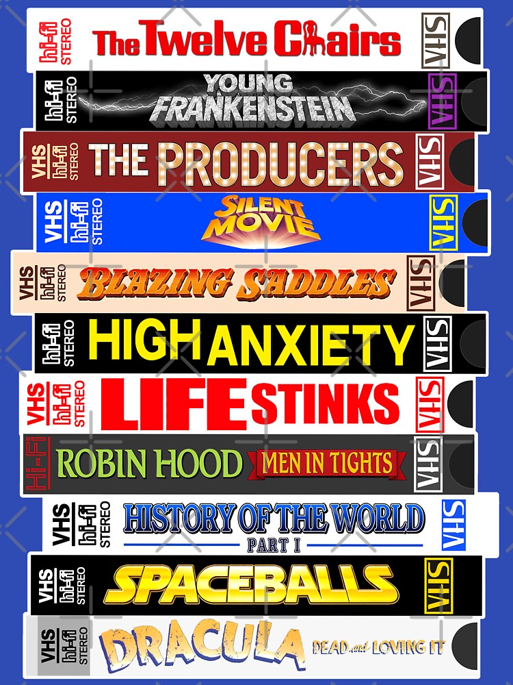 Mel Brooks VHS Movie Filmography Stack by darklordpug