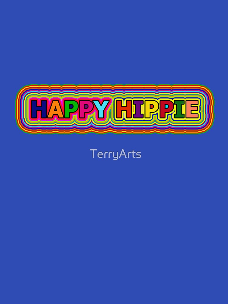 Colorful Happy Hippie Words Free Spirit Colorful Retro Lines 1 of 4 by Beachy