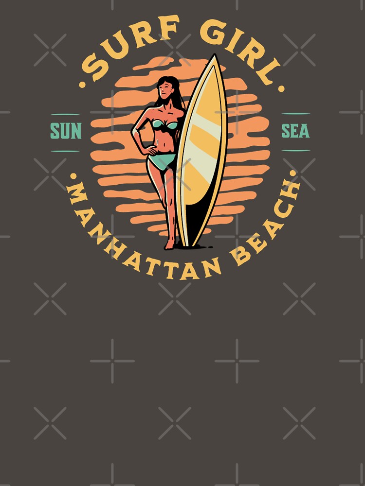 Surfer Girl Surfing Manhattan Beach California by CattlettArt