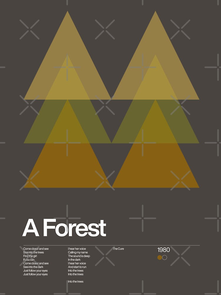 The Cure - A Forest 1980 - New Wave song Minimalistic Swiss Graphic Design by Sub88 Studio